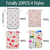 20Pcs 4 Styles Christmas Cotton Fabric Cloth Bag ABAG-TA0002-11-4