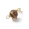 5Pcs 5 Styles Synthetic Moonstone & Imperial Jasper & Natural Tiger Eye & Carnelian(Dyed & Heated) & Yellow Jade Round Copper Wire Wrapped Planet Pendants PALLOY-JF04546-S-5