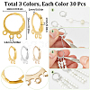 SUNNYCLUE 90Pcs 3 Colors Brass Leverback Earring Findings KK-SC0004-53-2