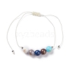 Round Natural Mashan Jade Braided Bead Bracelet BJEW-JB07327-2