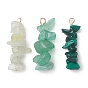 Gradient Color Natural Green Aventurine & Natural Prehnite & Natural Malachite Chip Beaded Pendants PALLOY-JF02795-05-1