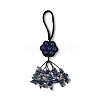 Flower Natural Lapis Lazuli Braided Thread Pendant Decorations HJEW-K046-04C-2