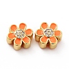 Flower Brass Micro Pave Clear Cubic Zirconia Beads KK-G419-06G-01-2