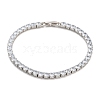 Brass Pave Clear Cubic Zirconia Flat Round Link Bracelets BJEW-B094-04P-1