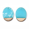 Transparent Resin & Walnut Wood Pendants RESI-T035-26-A02-3