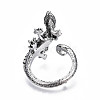 Alloy Lizard Open Cuff Ring for Women RJEW-T009-46AS-2