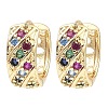 Brass with Colorful Cubic Zirconia Thick Hoop Earrings EJEW-D078-28KCG-1