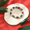 Christmas Theme Gemstone Round Beaded Stretch Bracelets for Women BJEW-TA00538-2