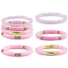 4Pcs 4 Style Acrylic Chunky Curved Tube Stretch Bracelet Sets BJEW-SW00074-04-1