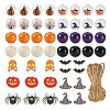  13 Styles Halloween Spray Painted Natural Wood Beads WOOD-TA0001-85-9