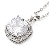 Square Brass Pave Cubic Zirconia Pendant Necklaces for Women NJEW-G156-02P-05-1