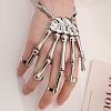 Halloween Themed Skull Alloy Full Hand Ring Bracelet BJEW-L680-01P-1