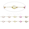 Colorful Natural Shell Heart & Brass Beaded Link Chains CHS-C008-04G-2