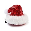 Sequins Christmas Hat Polyester Alligator Hair Clips for Women Girl AJEW-M012-03B-2