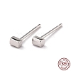 Anti-Tarnish Minimalist Rectangle Rhodium Plated 925 Sterling Silver Stud Earrings EJEW-I259-06P-3