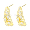 Brass Pave Clear Cubic Zirconia Stud Earring Findings KK-F875-03G-1