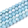 Anti-Tarnish Electroplate Bicone Glass Beads Strands EGLA-T021-4mm-16-08-1