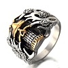 Two Tone Skull Head Men's Titanium Steel Finger Ring PW-WG11803-02-1