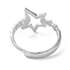 Non-Tarnish Ion Plating(IP) 304 Stainless Steel Hollow Star Adjustable Rings RJEW-D006-23P-3