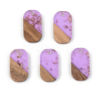 Transparent Resin & Walnut Wood Pendants RESI-S389-023A-B01-1
