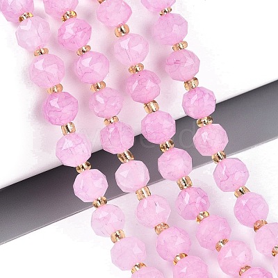 Ombre Effect Dyed Transparent Crackle Glass Beads Strands GLAA-Q111-8MM-06-1