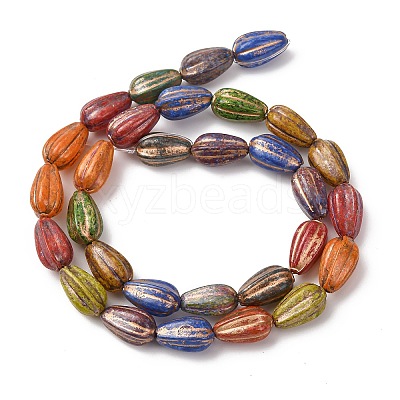 Painted Glass Beads Strands X-GLAA-B037-06-1