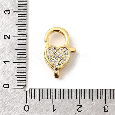 Brass Micro Pave Clear Cubic Zirconia Lobster Claw Clasps KK-A266-24F-G-1