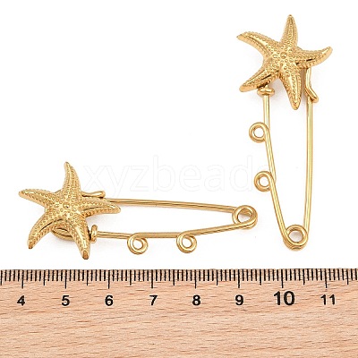 Starfish 304 Stainless Steel Safety Pins Brooch Findings SA-CBA098D-16C-G02-1