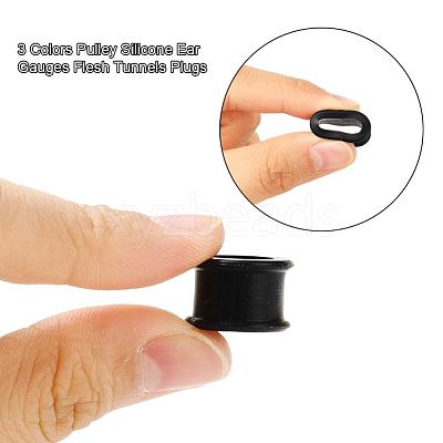 6Pcs 3 Colors Pulley Silicone Ear Gauges Flesh Tunnels Plugs FIND-YW0001-18E-1
