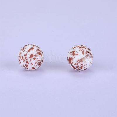 Printed Round Silicone Focal Beads SI-JX0056A-213-1