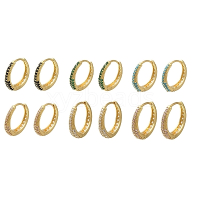 Rack Plating Brass Micro Pave Cubic Zirconia Hoop Earrings EJEW-H143-25G-1