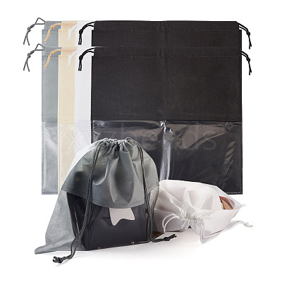 8Pcs 4 Colors Blank Non-Woven DIY Craft Drawstring Storage Bags ABAG-GN0001-10B-1