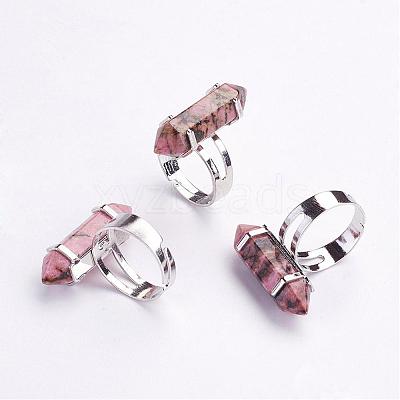 Natural Mixed Stone Finger Rings RJEW-P120-A-1