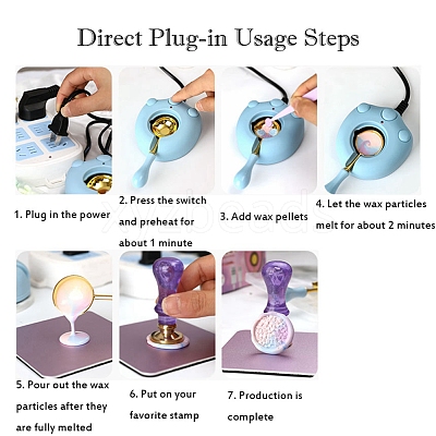 25A 250V Cat Paw Print Plastic Electric Wax Seal Warmer Kit with Spoon STAM-K001-06B-1