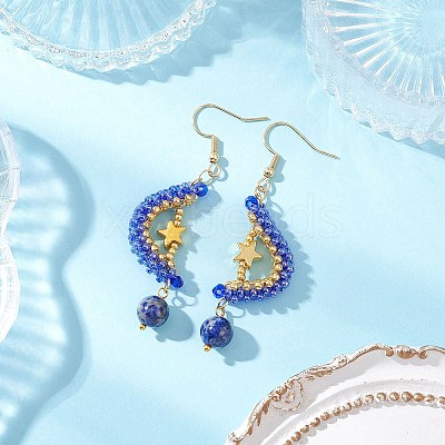 Natural Mixed Stone Dangle Earrings EJEW-MZ00544-1