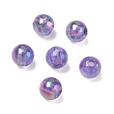Medium Orchid AB Color Transparent Acrylic Round Beads X-PL732-10-1