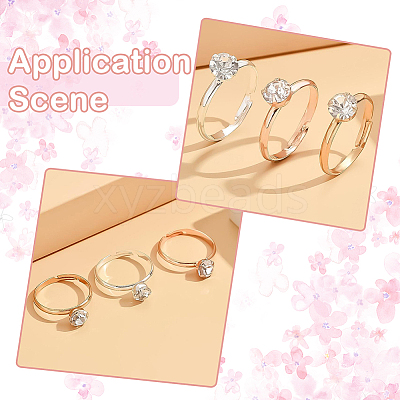 40Pcs Adjustable Alloy Rhinestone Finger Rings for Women RJEW-SP0001-02RG-1