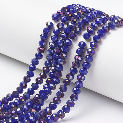 Electroplate Opaque Glass Beads Strands EGLA-A034-P8mm-F14-1
