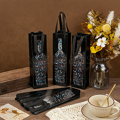 Non-Woven Fabric Wine Bottle Gift Tote Bags ABAG-WH0048-91-1
