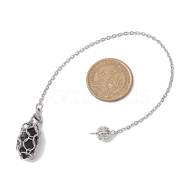 304 Stainless Steel Chain Macrame Pouch Empty Stone Holder Dowsing Pendulums PALLOY-JF02877-01-1