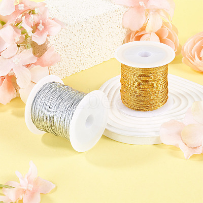 2 Rolls 2 Colors 12-Ply Round PET Metallic Thread MCOR-TA0001-03D-1