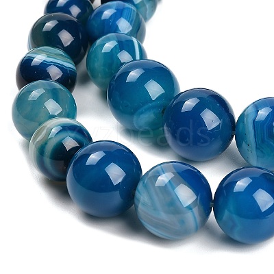 Natural Banded Agate Graduated Beads Strands G-P589-A01-01F-1