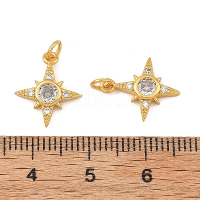 Brass Micro Pave Clear Cubic Zirconia Charms KK-F941-40B-G-1