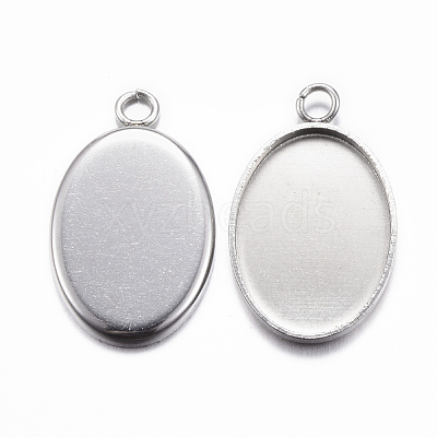 Non-Tarnish 304 Stainless Steel Pendant Cabochon Settings X-STAS-G075-21P-1