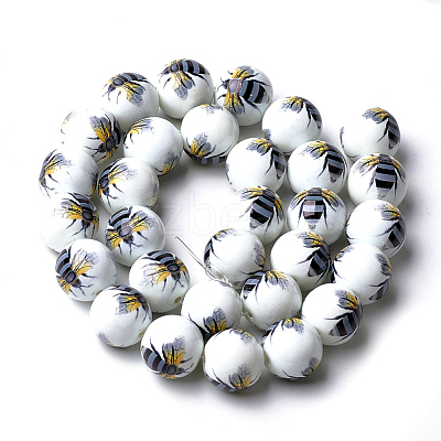 Printed & Spray Painted Glass Beads GLAA-S047-01A-1