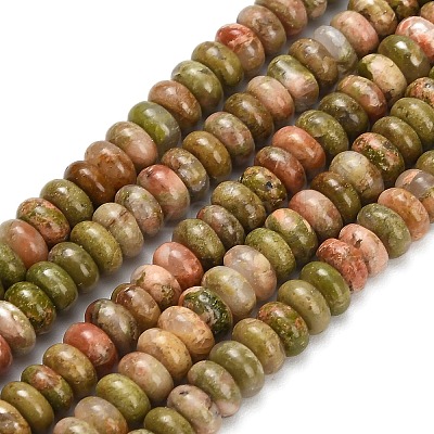 Natural Unakite Beads Strands G-L635-A15-4x2mm-1