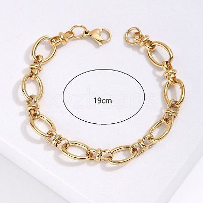 201 Stainless Steel Oval Link Chain Bracelet KM2112-1-1