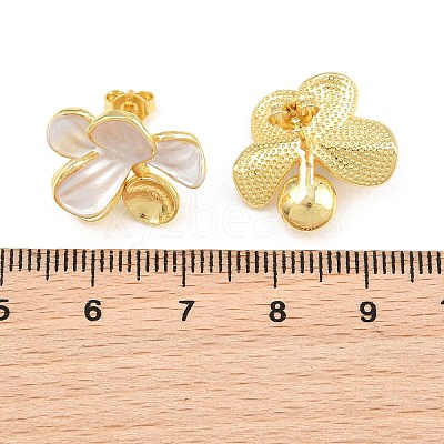 Brass Enamel Stud Earring Findings KK-CBA58F9-01G-04-1