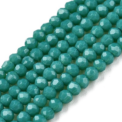 Opaque Solid Color Glass Beads Strands EGLA-T021-02C-1