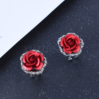 Alloy Rhinestone Stud Earrings WG72A22-01-1